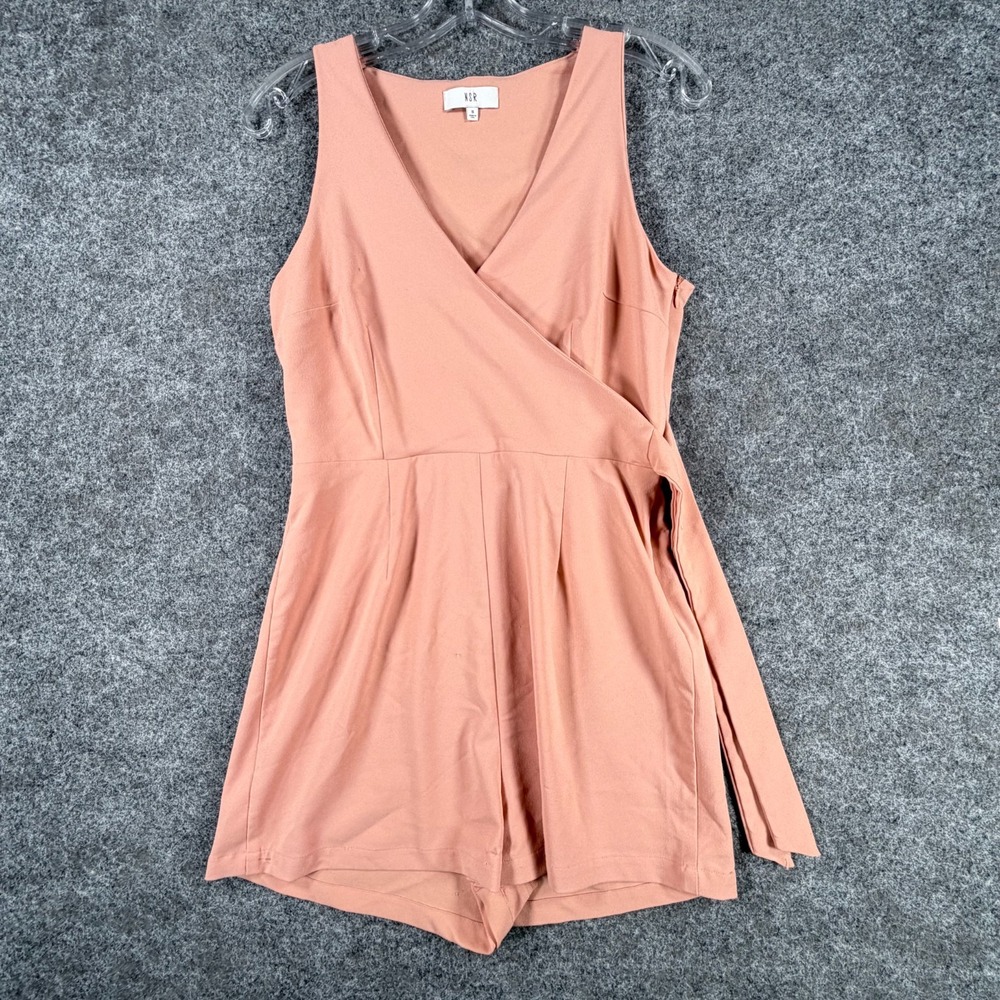 NSR Romper Small Peach Pink Sleeveless V-Neck Wrap Front Made in USA Summer